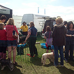 A busy stand at a dog show